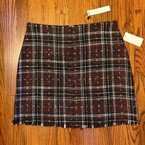 SANCTUARY NWT Red Plaid Tweed Mini Skirt, Size M